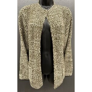 Orvis Sweater Women‎ L Green Open Cardigan Cotton Pockets Preppy Coastal Cozy